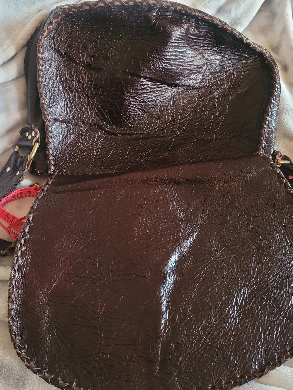 Buffalo Leather, Dark Brown Leather Shoulder Bag with Adjustable Strap